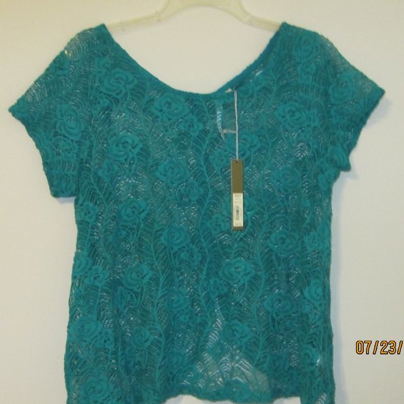 Lauren Conrad lace turquoise cover up top - Picture 1 of 3